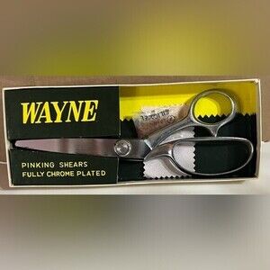 Vintage Wayne Pinking Shears Scissors Forged Steel Fully Chrome Plated 8”